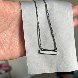 Kendra Scott Leanor Gunmetal Opal bar necklace